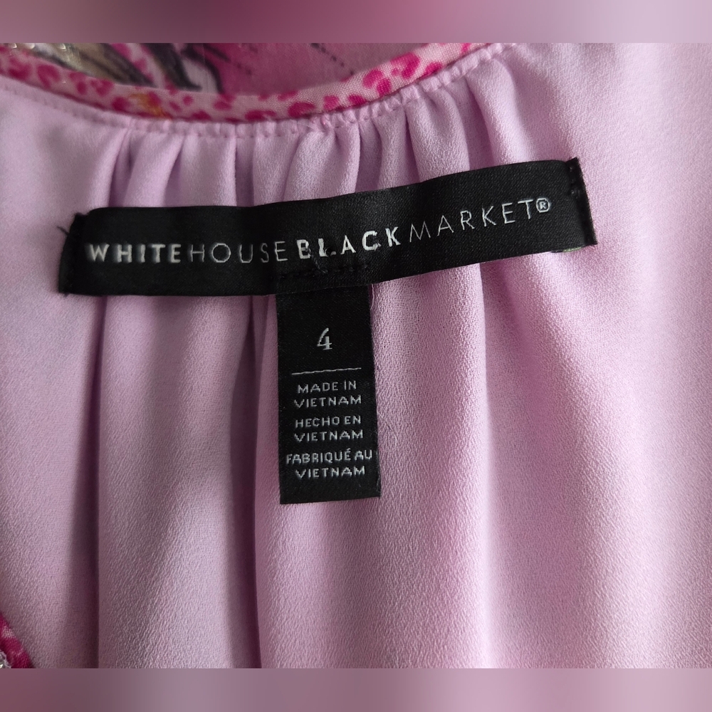White House Black Market Pink Floral Blouse Size 4 - Picture 13 of 15